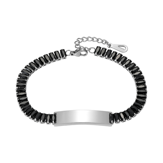 Customize Surface Laser Engraved Name Logo Couple Inlaid Zircon Bracelet - CB3567