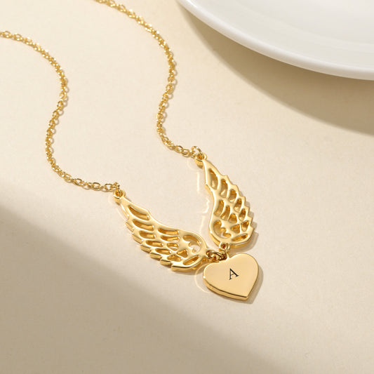 Engrave Name Heart Angel Pendant QN-N8695