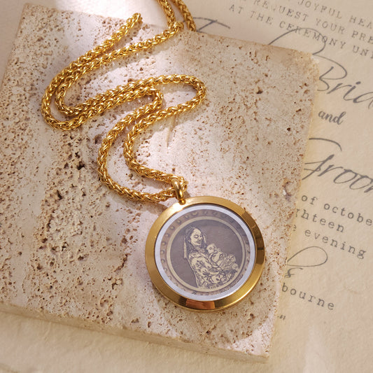 Personalized 3D Photo Necklace Round Pendant MN2271