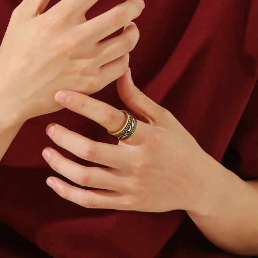 Rings for Men Vintage Biker Signet Ring Celtic Knot Black Enamel Mens Wedding Rings CS-R8831