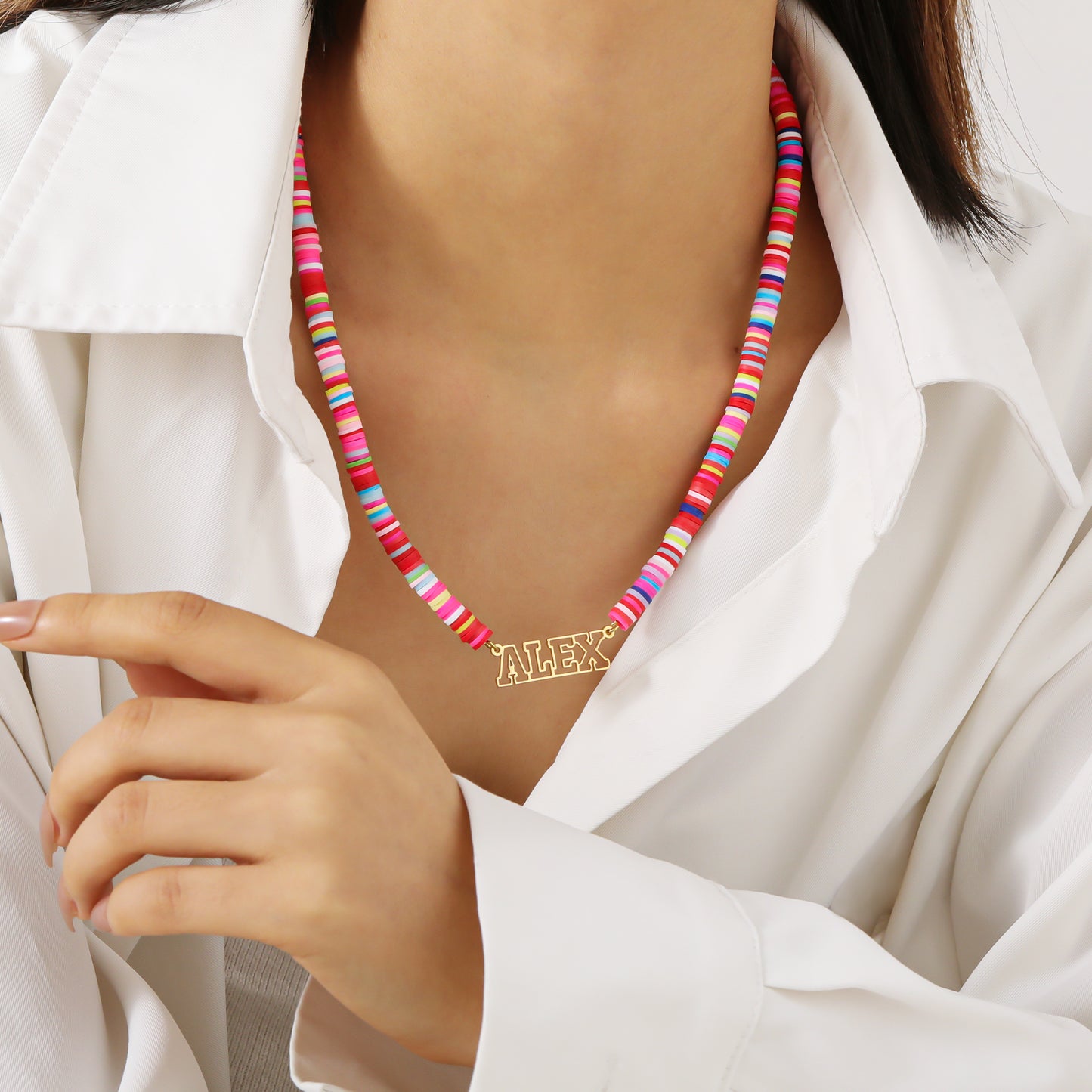 Personalized Name Necklace Rainbow Chain QN-N8835