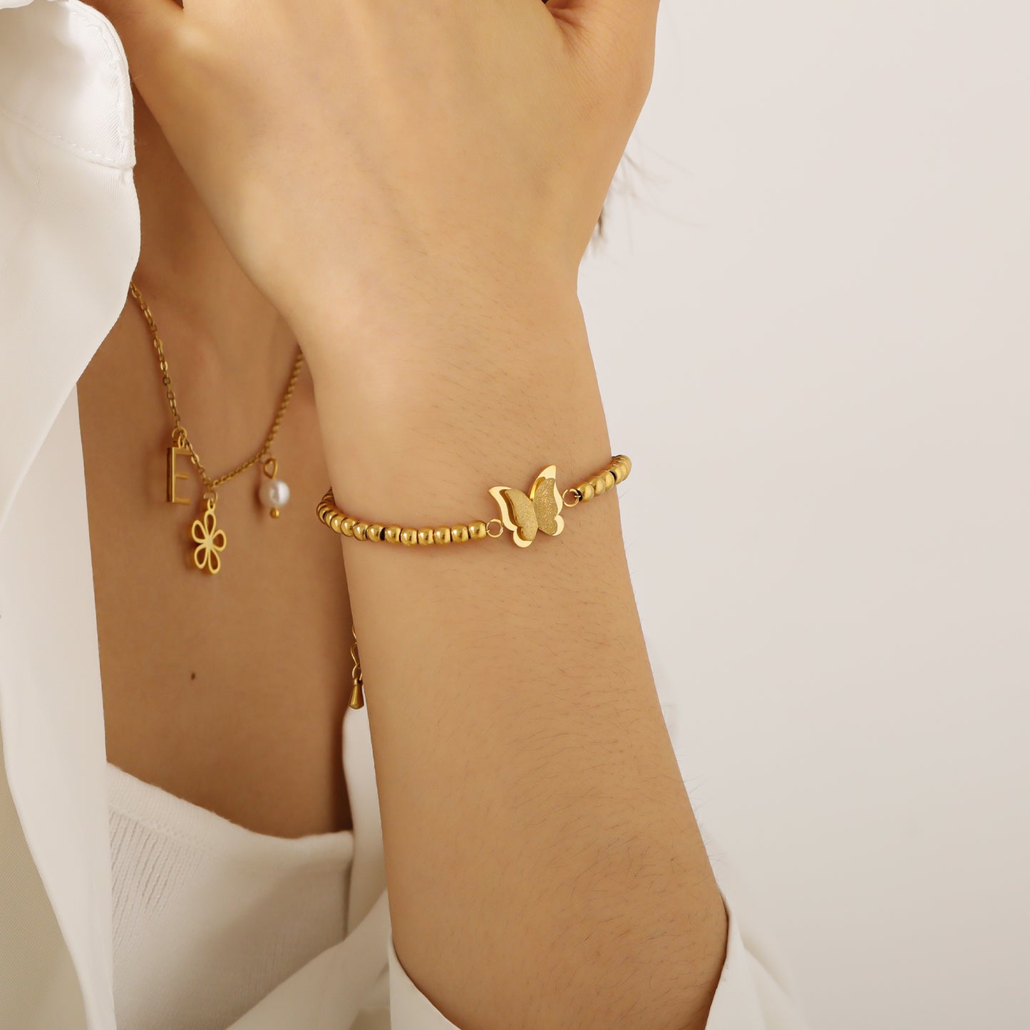 Gold Bead Butterfly Bracelet CS-N8846