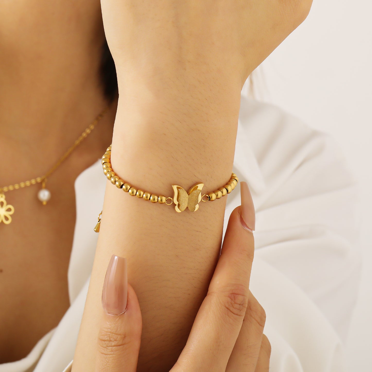 Gold Bead Butterfly Bracelet CS-N8846