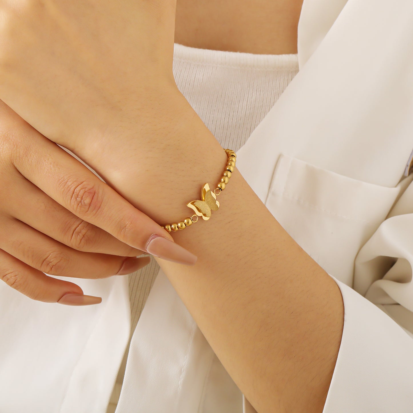 Gold Bead Butterfly Bracelet CS-N8846