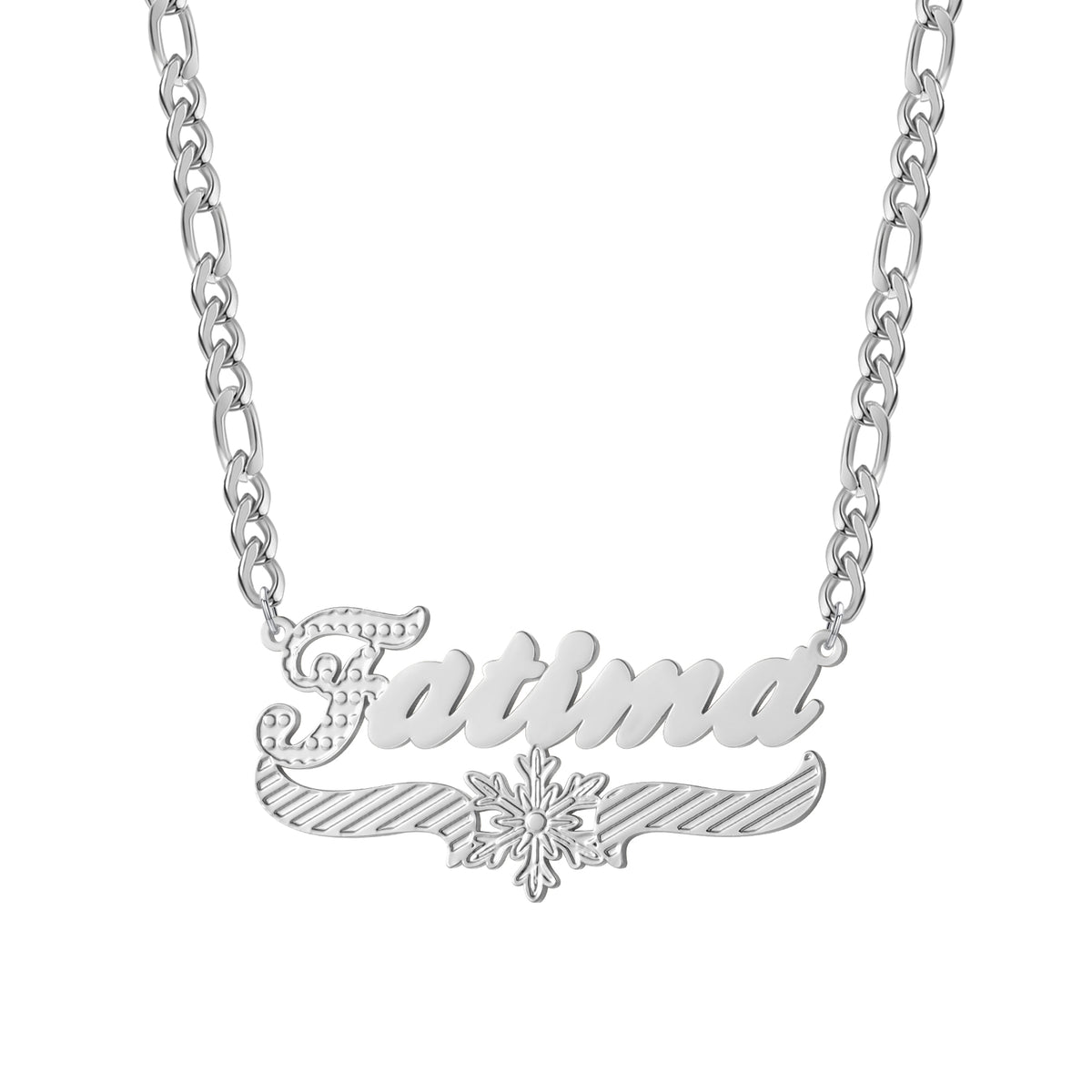 Custom Two-Tone Snowflake Name Necklace .Christmas Gift for Her-SSN3892