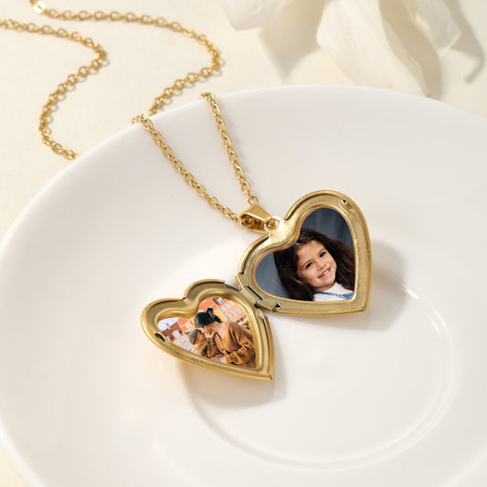 Customize Photo Engraving Name Heart Pendant Necklace CS-N8673