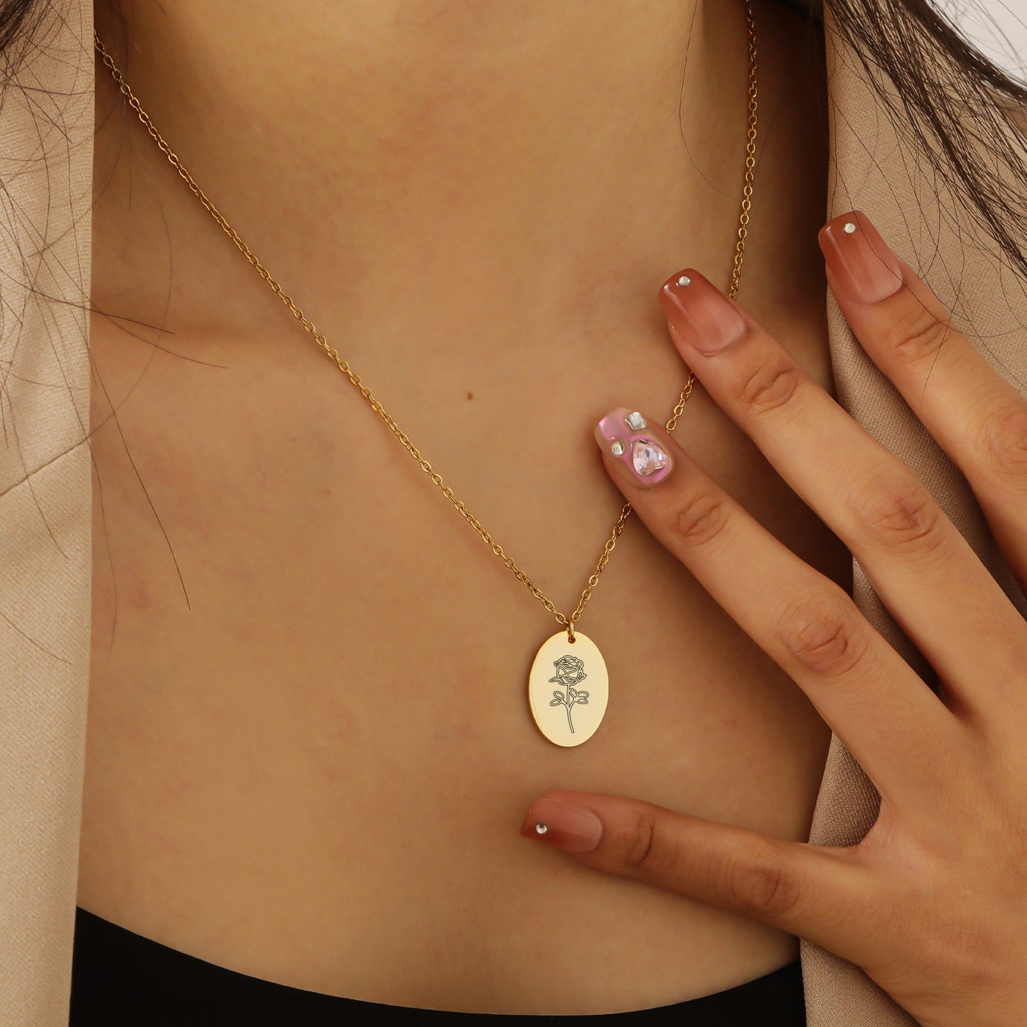 Personalized Birth Flower Necklace QD-N8677