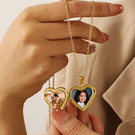 Customize Photo Engraving Name Heart Pendant Necklace CS-N8673