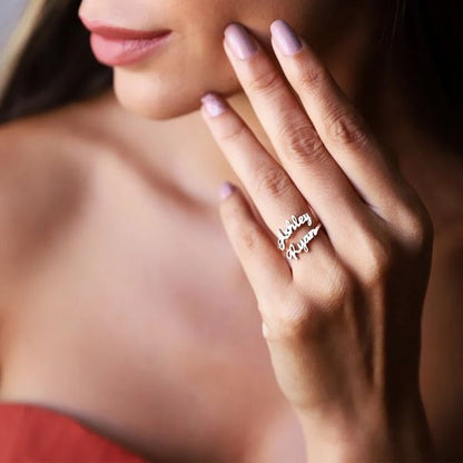 Adjustable Personalized Duo Name Ring QNR861