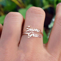 Adjustable Personalized Duo Name Ring QNR861