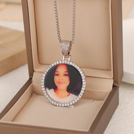 Customize Photo Round Frame Necklace QP-N0005