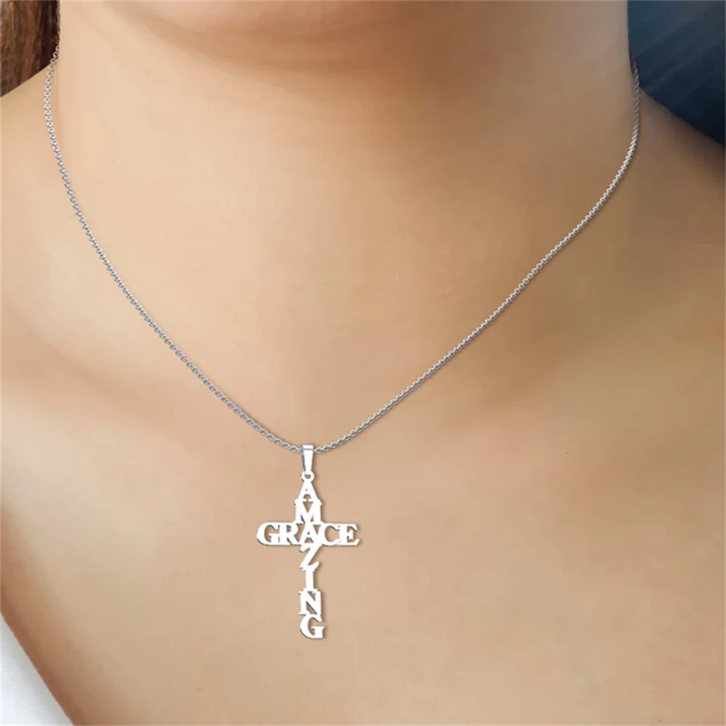 Personalized Name Cross Necklace QNN846