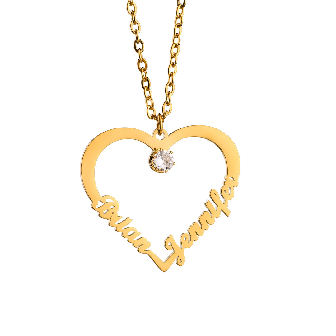 Personalised Double Name Heart Necklace QNH849