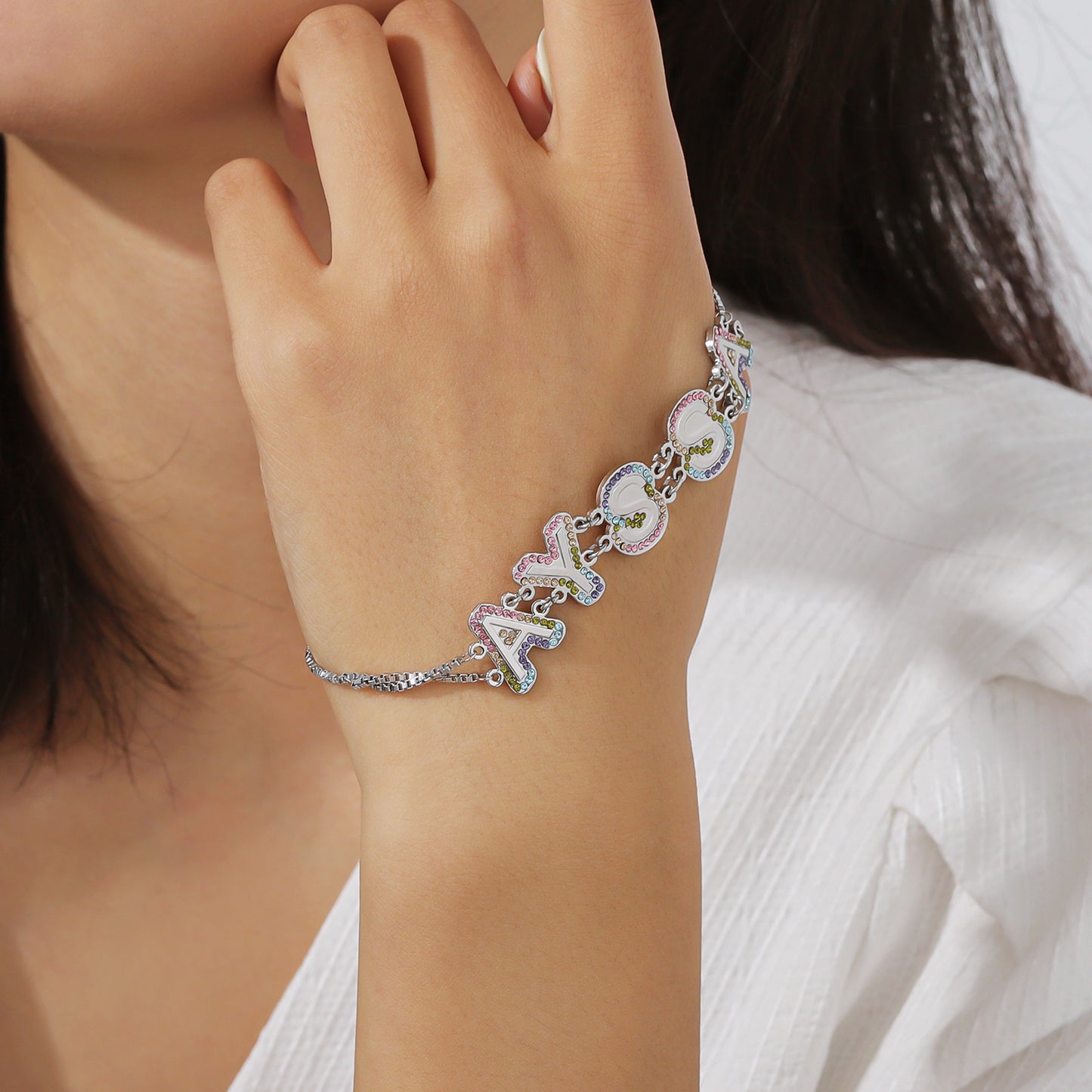 Custom Crystal Names Letter Bracelet SCB3105