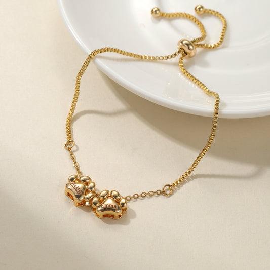 Custom Name 3D Bubble Pet Paw Bracelet 3D-B8762