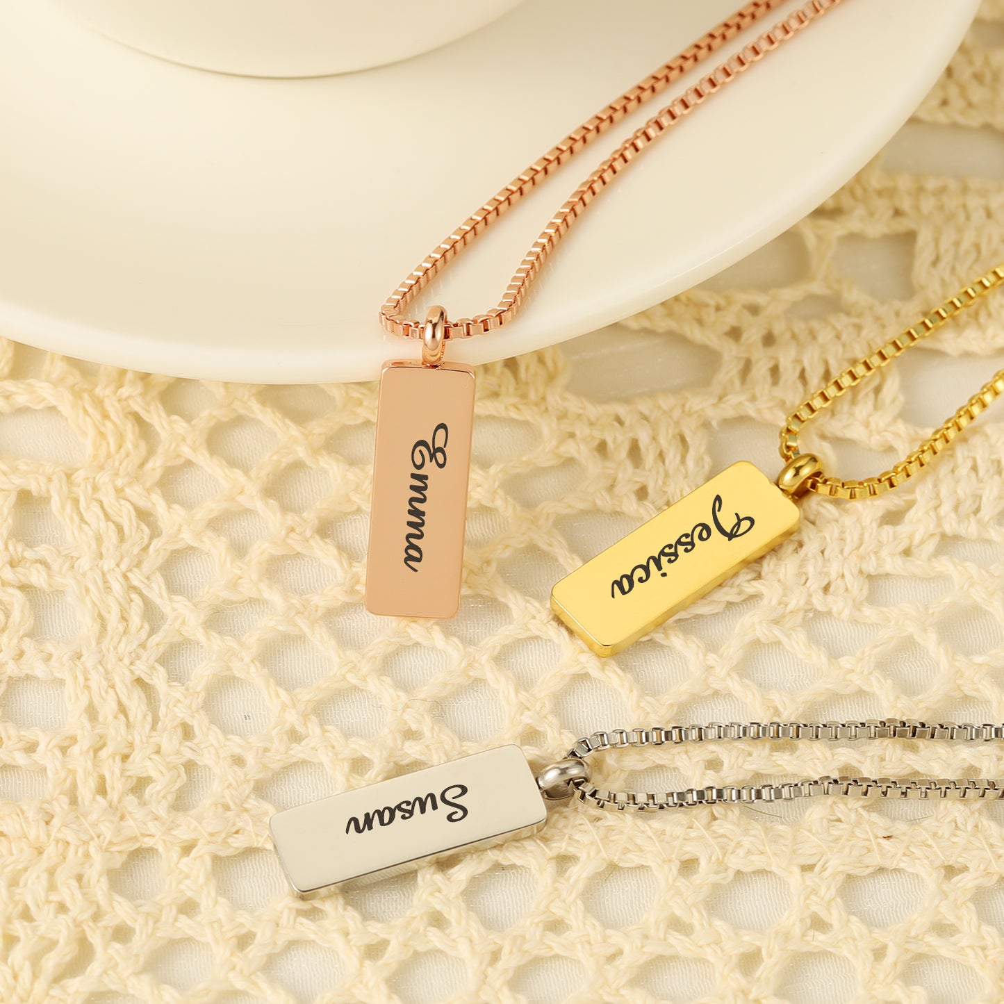 Engraved Square Name Necklace QN885