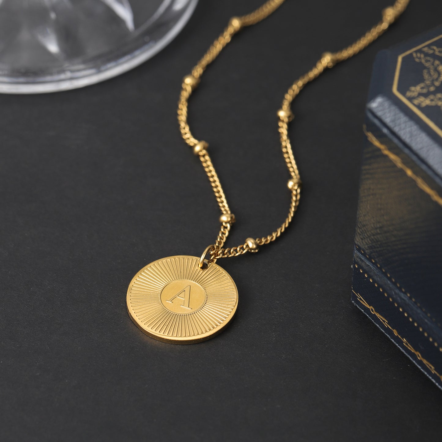 Custom Round Initial Pendant Necklace SFN3029