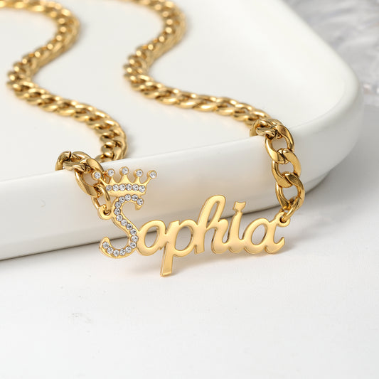 Customized Crown Diamond Necklace QZN3172