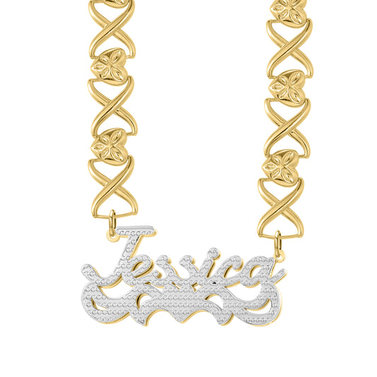 XOXO Chain Double Layer Two Tone Necklace QFN3117