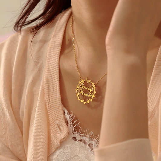 Wreath Necklace With Name QN877