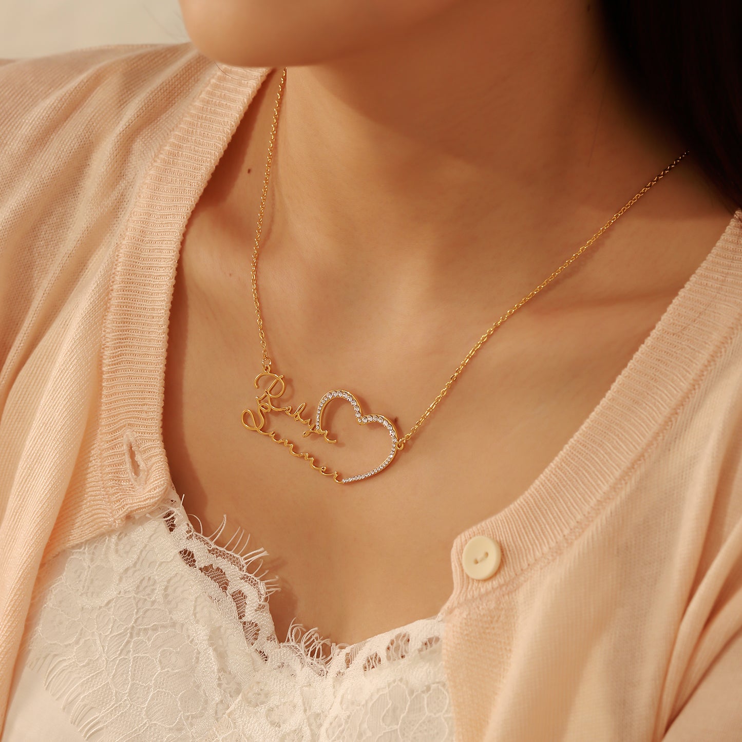 Custom Two Name Heart Necklace QN867
