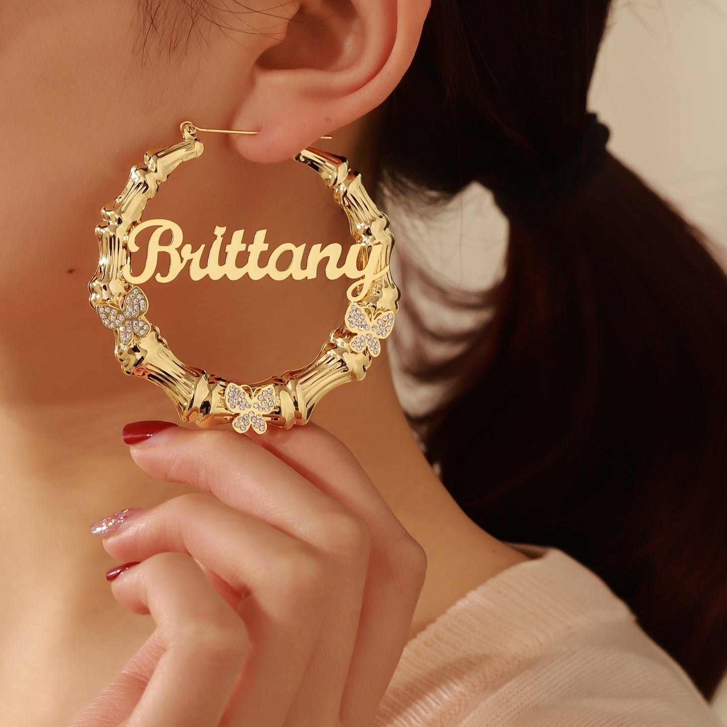 Boucles d'oreilles créoles en bambou QE20786