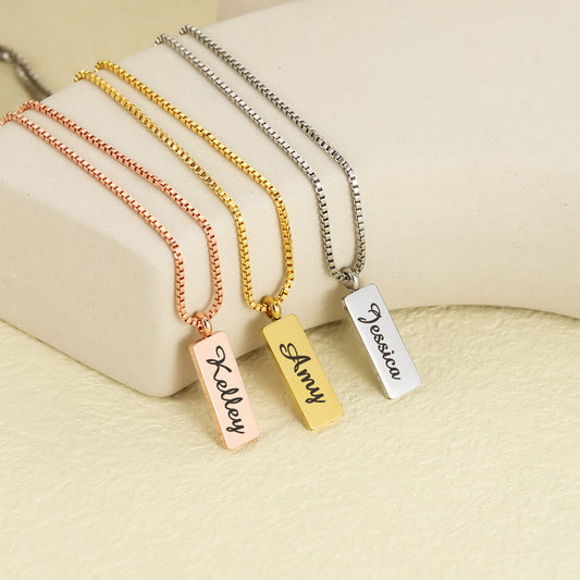 Engraved Square Name Necklace QN885