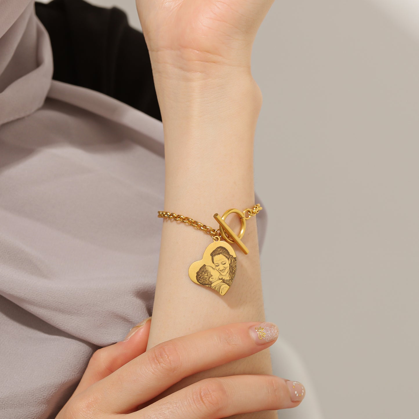 Custom Photo Heart Bracelet QDB3070