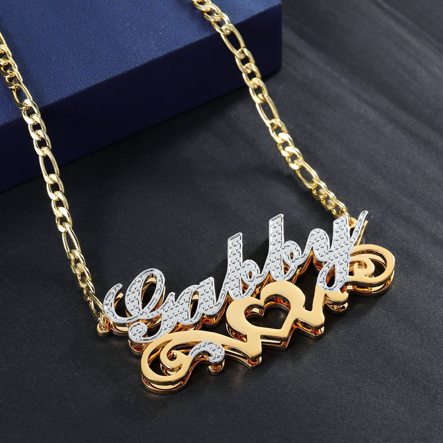 Double Plated Heart Name Necklace QN792