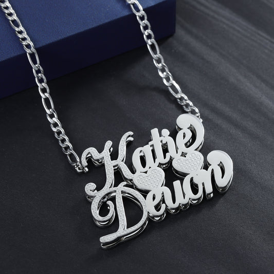 Customized Double Plated Couples Name Necklace QN793