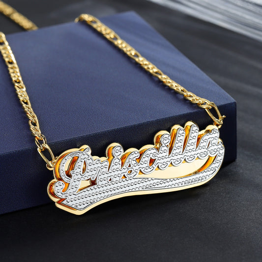 Customized Double Plated Varsity Name Necklace QN799