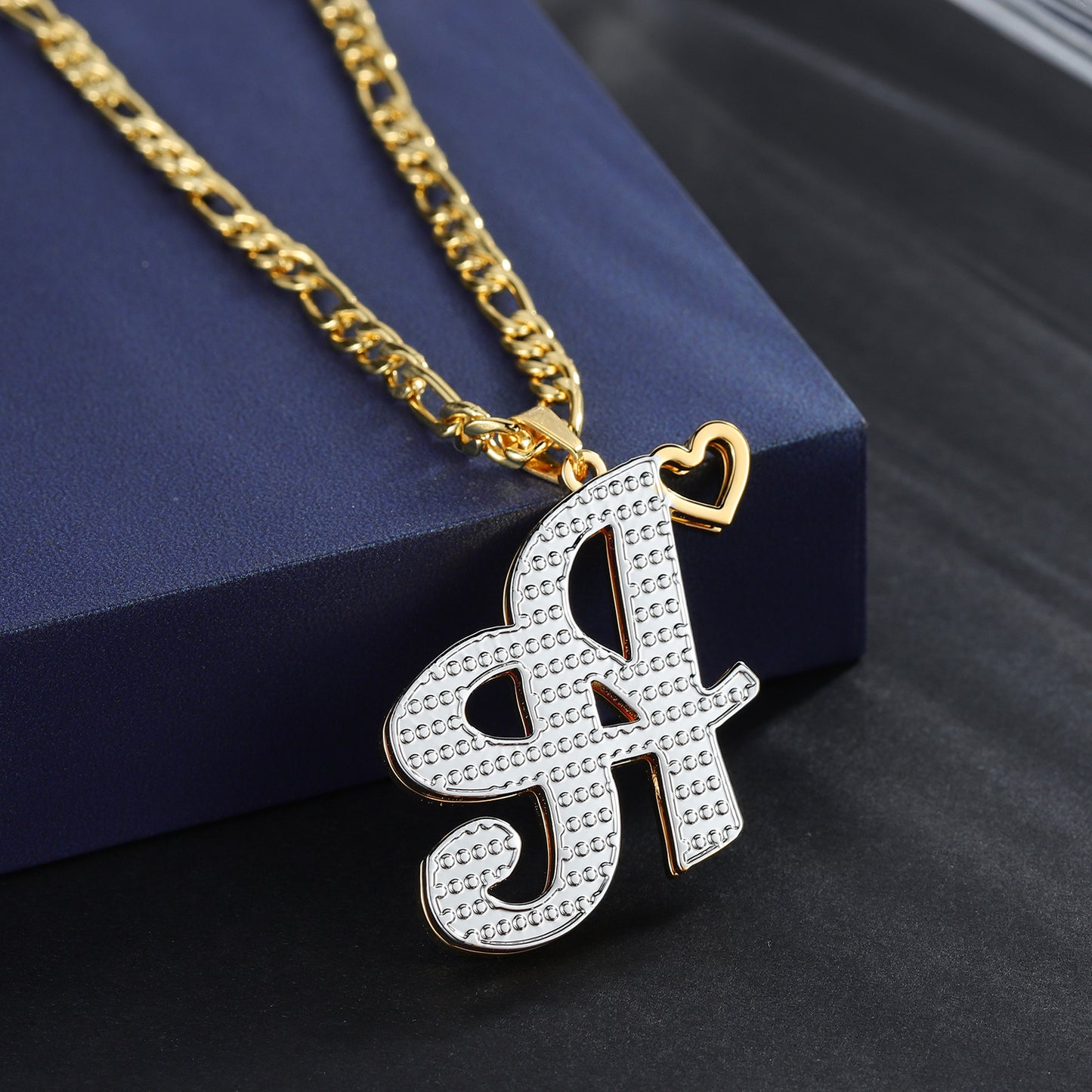 Two-Tone initial Letter Necklace QN802