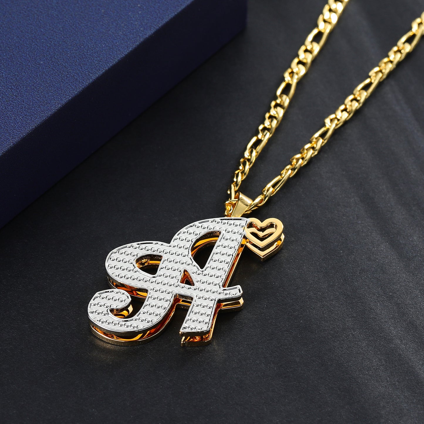 Two-Tone initial Letter Necklace QN802