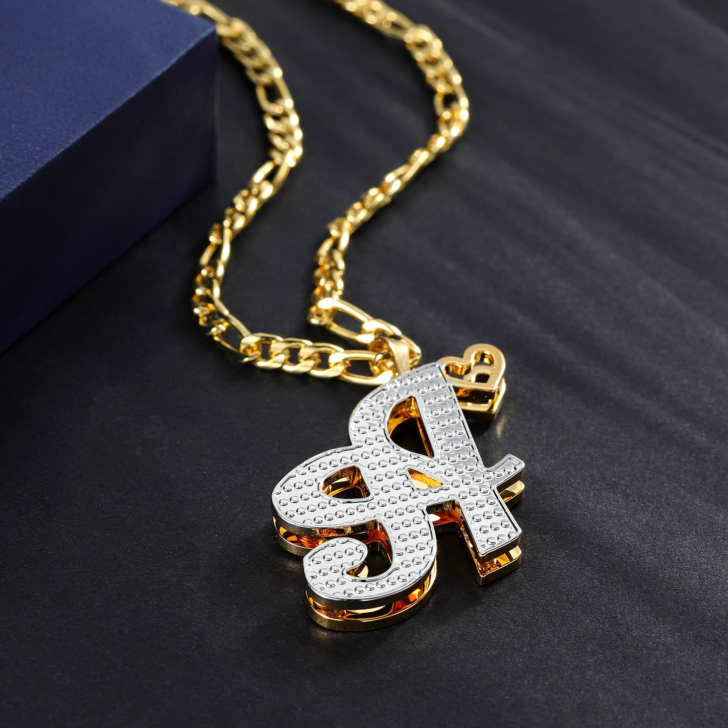 Two-Tone initial Letter Necklace QN802