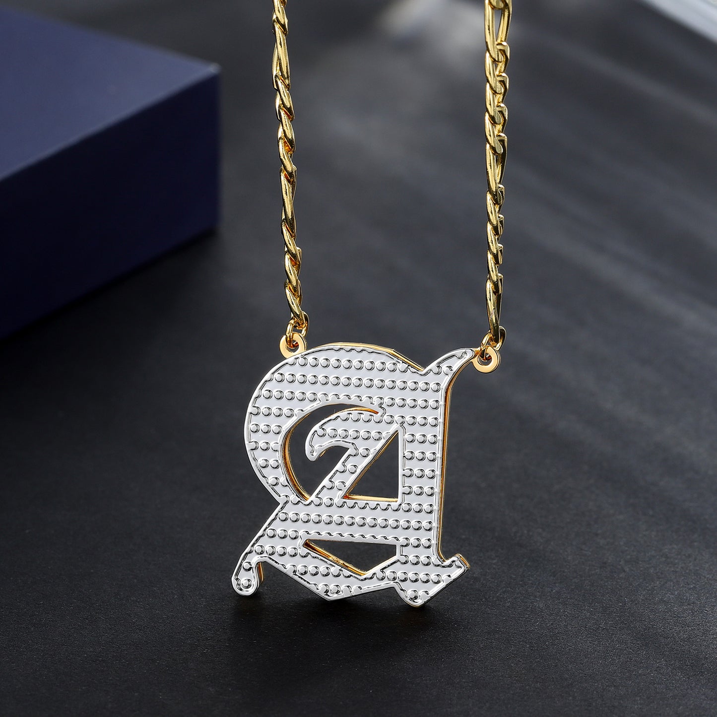Double Plated Gothic Initial Letter Necklace QN803