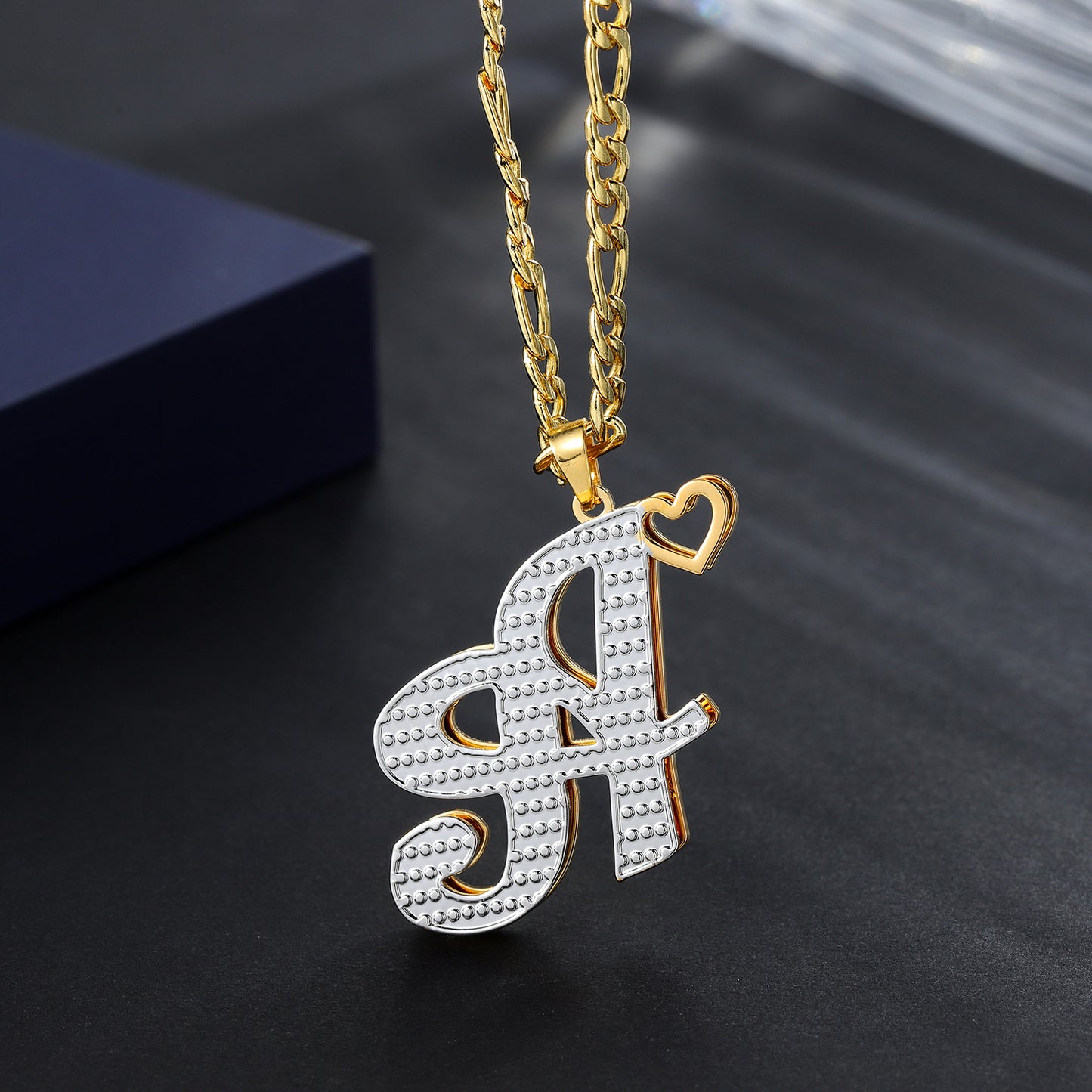 Two-Tone initial Letter Necklace QN802