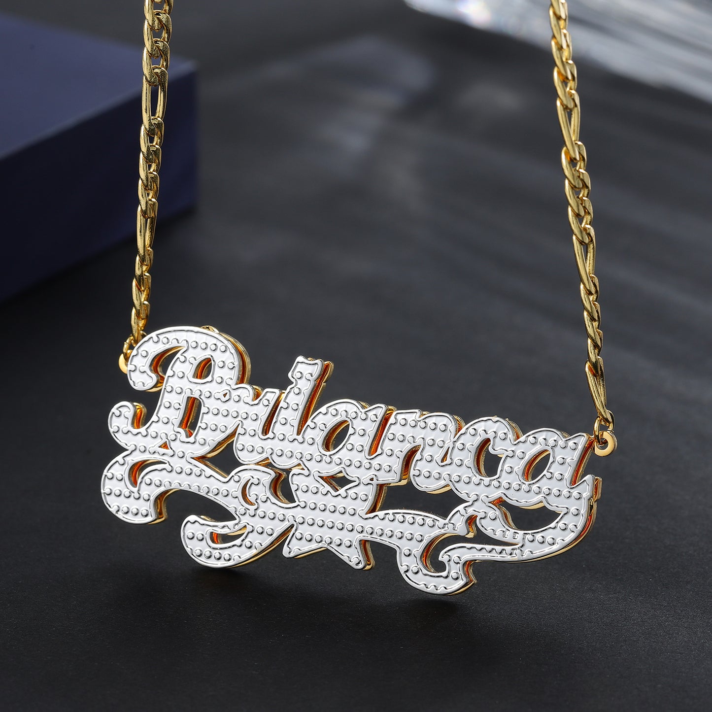 Custom Double Plated Butterfly Name Necklace QN798