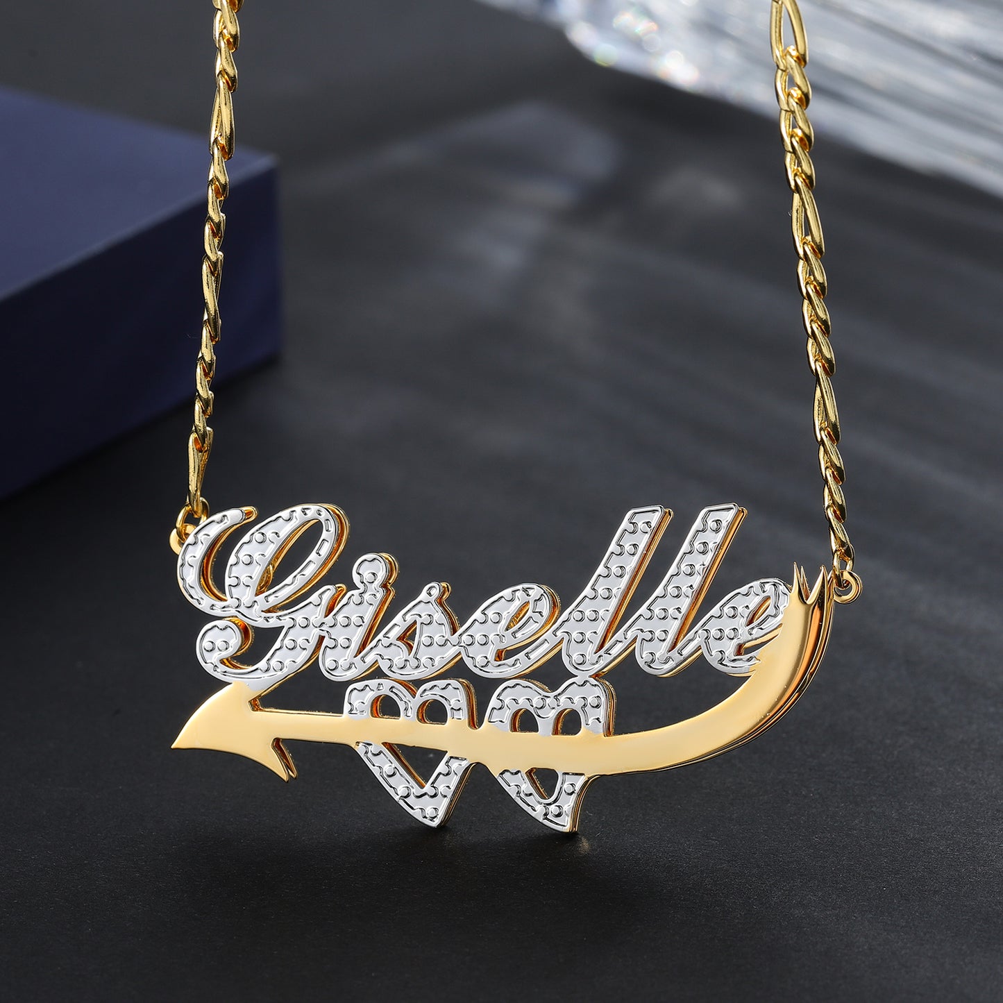 Custom Double Plated Cupid's Love Name Necklace QN795