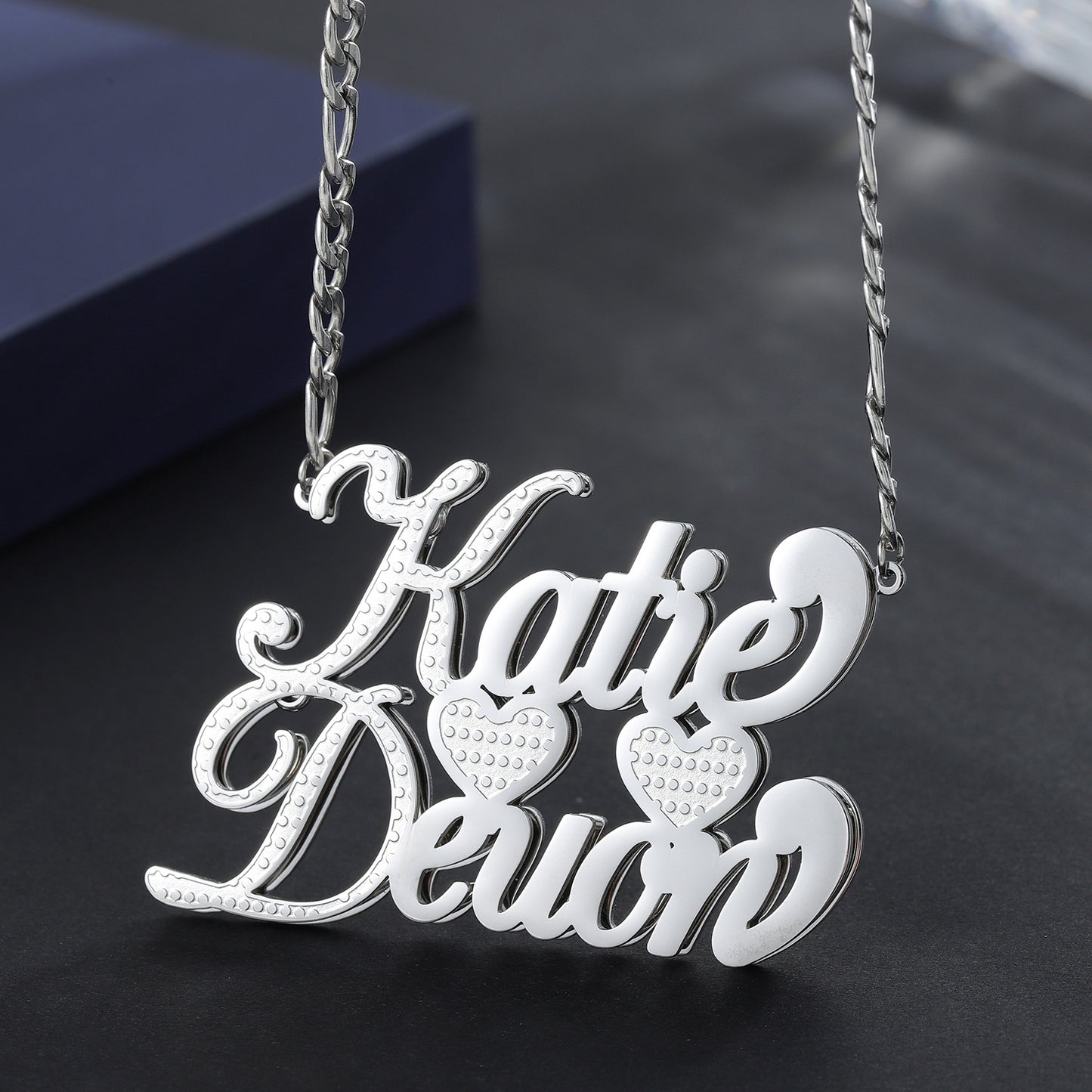 Customized Double Plated Couples Name Necklace QN793
