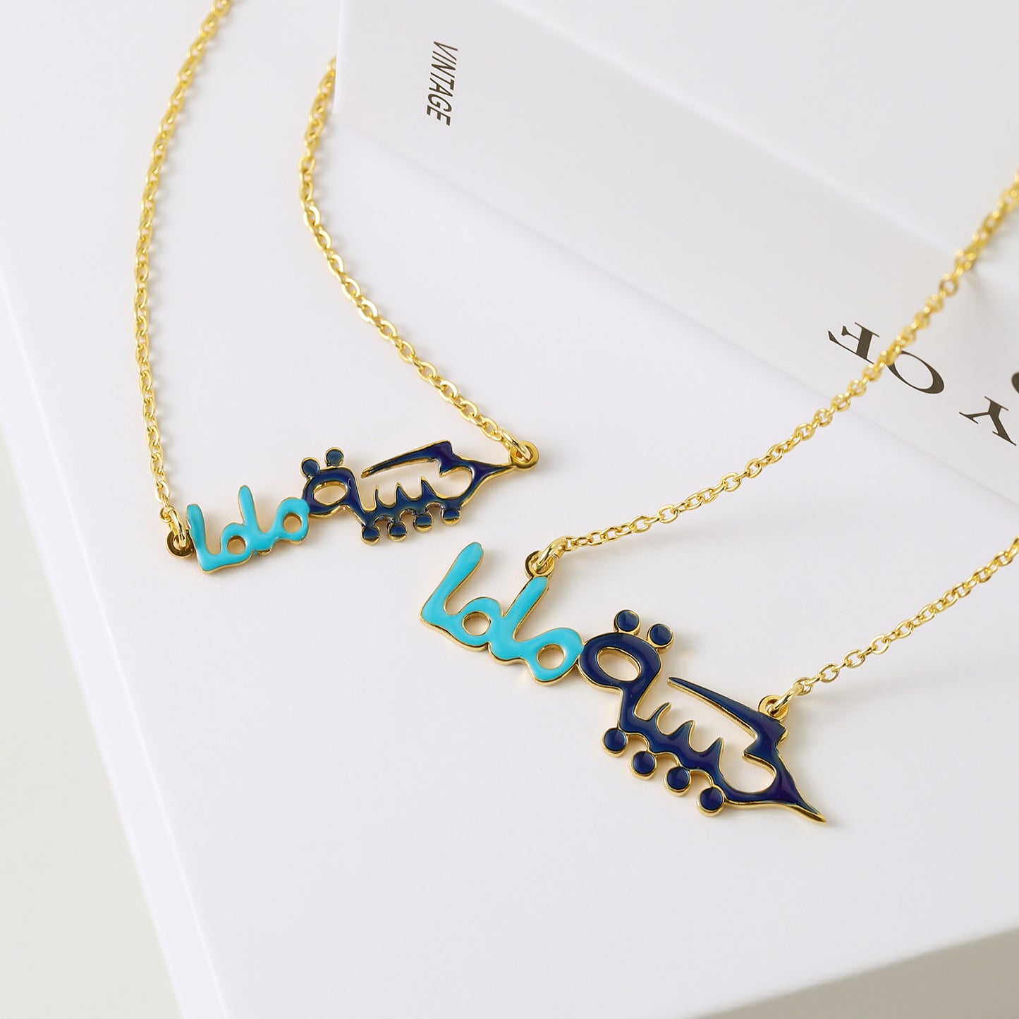Women's Arabic enamel name necklace QFE-N0021