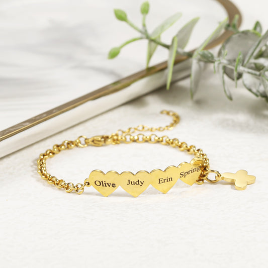Engraving Heart Butterfly Bracelet Gift QD-B8800