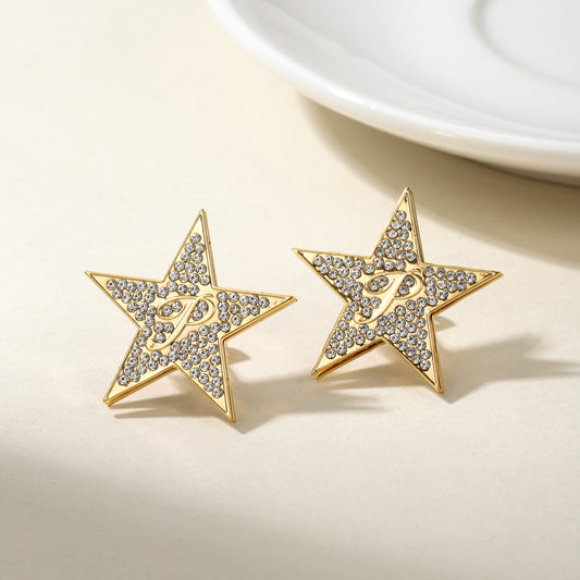 Gold Iced Out Star Earring QH-E8798