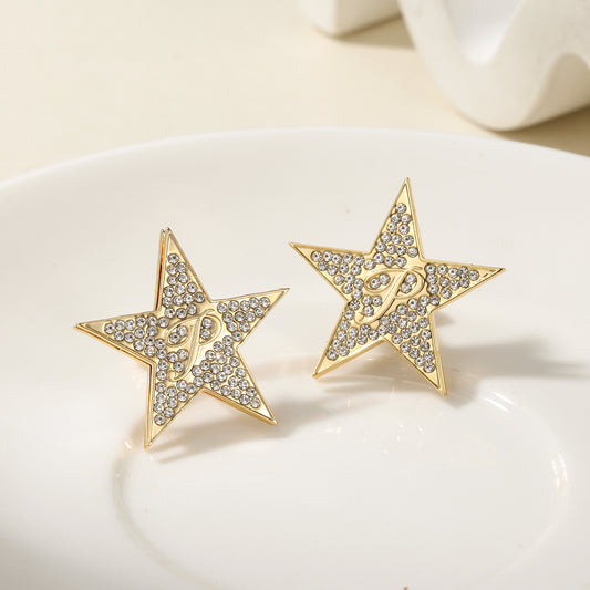 Gold Iced Out Star Earring QH-E8798