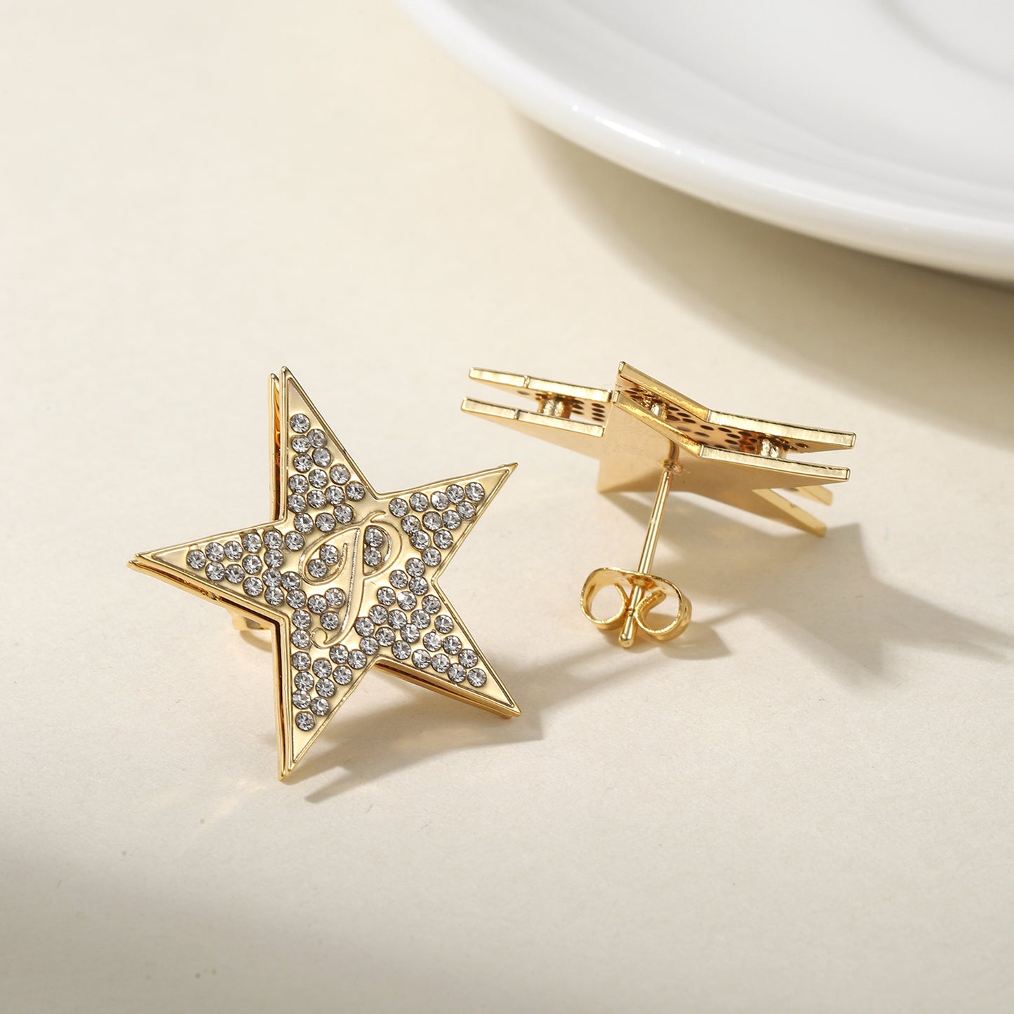 Gold Iced Out Star Earring QH-E8798