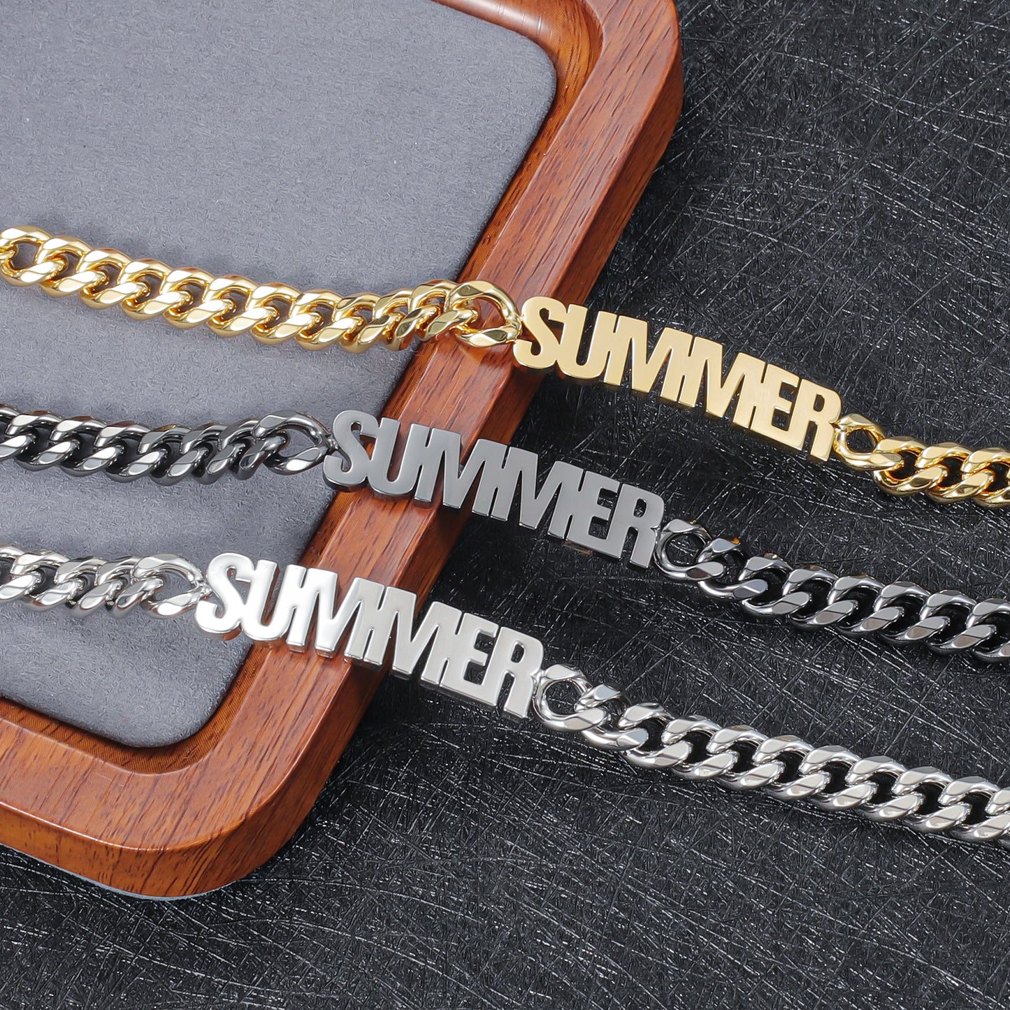 Custom Names Bracelet With Cuban Chain QHB3111