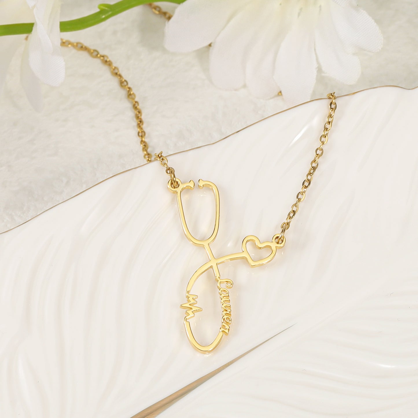 Stethoscope Name Necklace QN-N8592