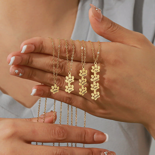 Engaving Name Pet Paw Necklace QD-N8629