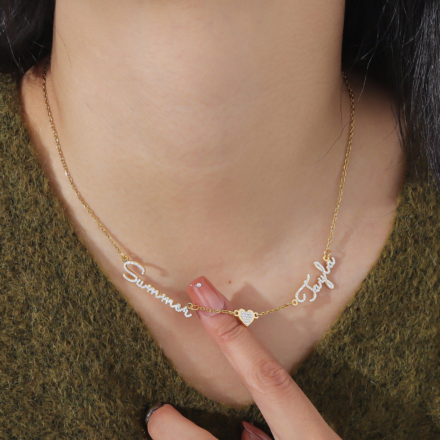 Custom Names CZ Stone Necklace QZN3113