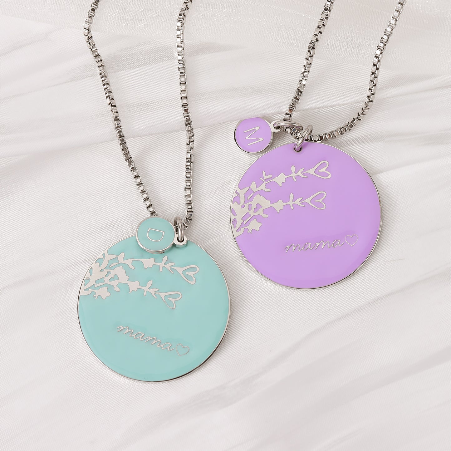 Personalized name necklace colorful flower pendant QFEN0051