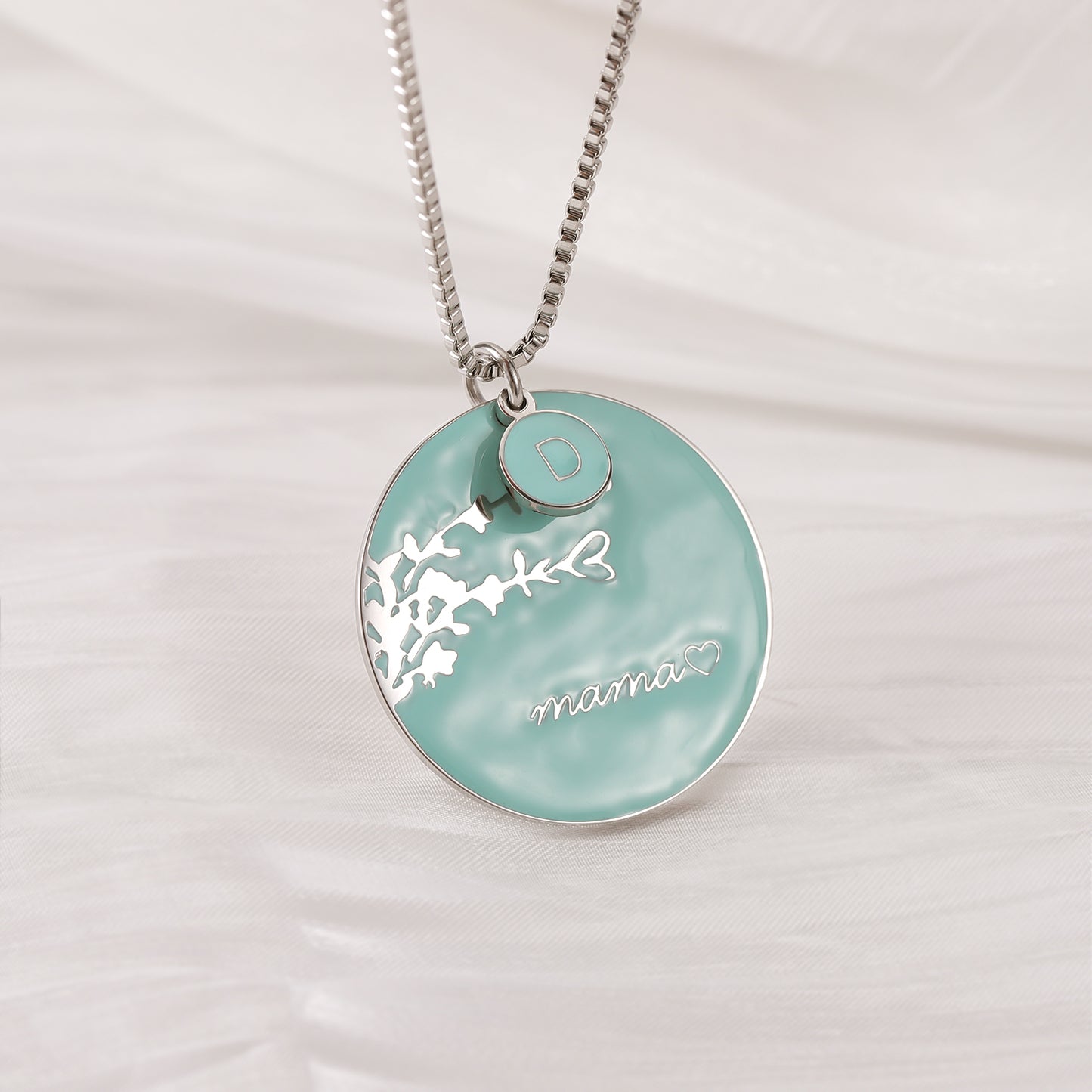 Personalized name necklace colorful flower pendant QFEN0051